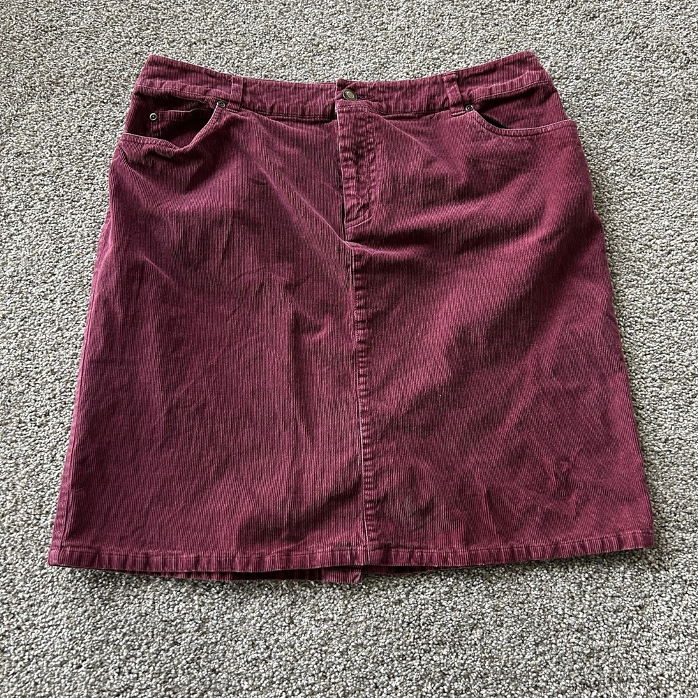 Chadwicks Skirt Womens 14 Red Corduroy Pencil Knee Length Pockets Stretch
